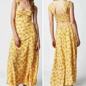 NWOT Free People Sunflower Open Back Maxi Dress